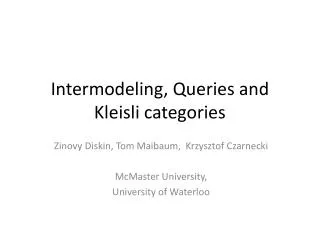 Intermodeling , Queries and Kleisli categories
