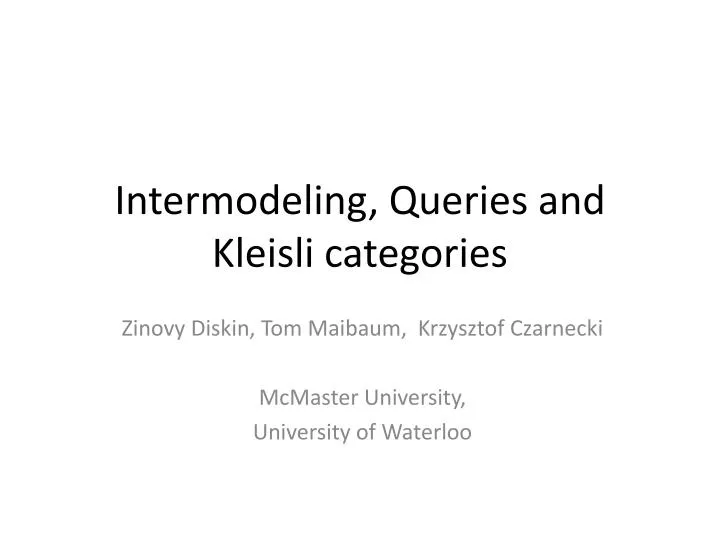 intermodeling queries and kleisli categories