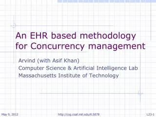 An EHR based methodology for Concurrency management