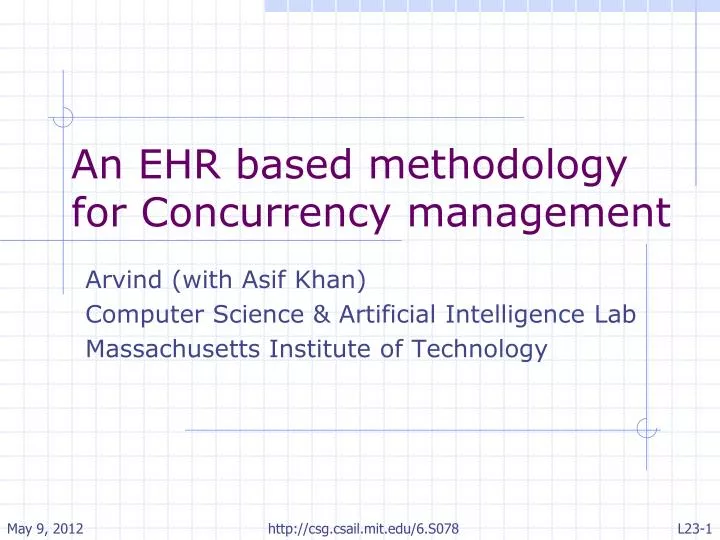 an ehr based methodology for concurrency management