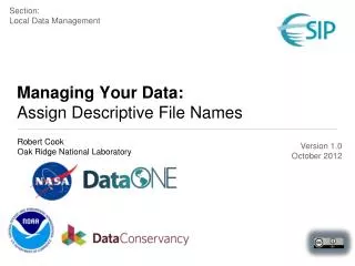 Managing Your Data: Assign Descriptive File Names