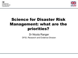 Science for Disaster Risk Management: what are the priorities?
