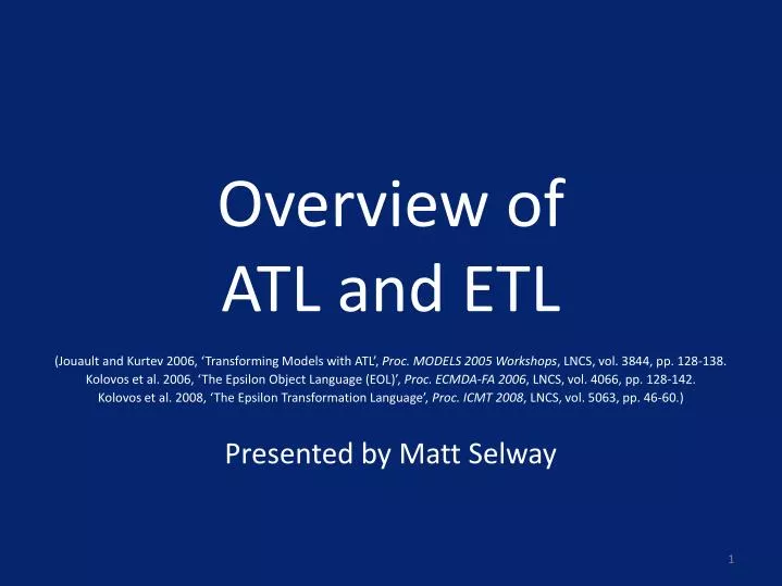 overview of atl and etl