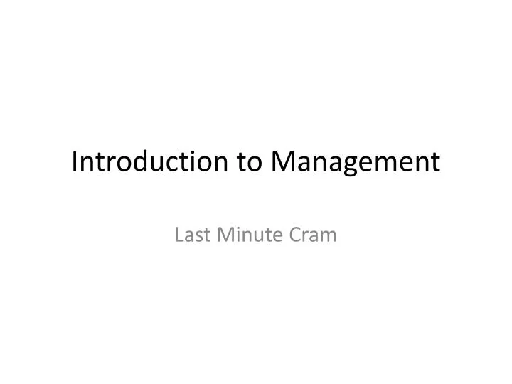 introduction to management