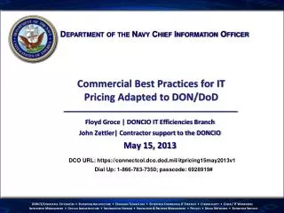 Commercial Best Practices for IT Pricing Adapted to DON/ DoD