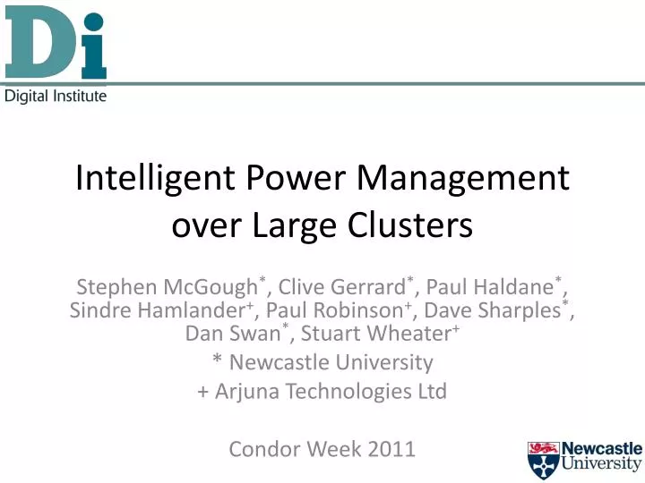 intelligent power management over large clusters