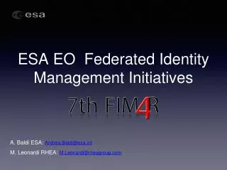 ESA EO Federated Identity Management Initiatives