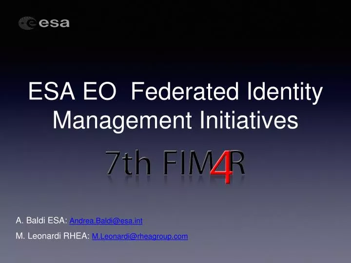 esa eo federated identity management initiatives