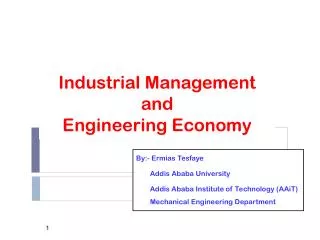 Industrial Management and Engineering Economy