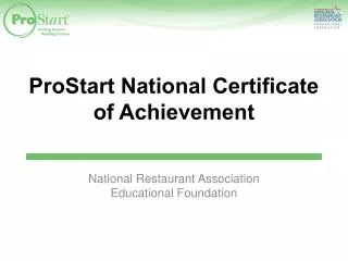 ProStart National Certificate of Achievement