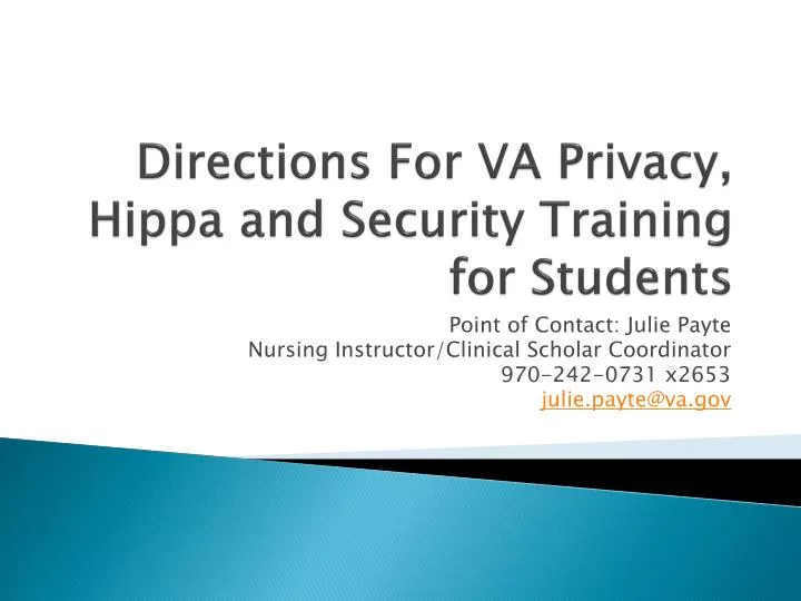 directions for va privacy hippa and security training for students