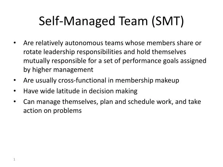 self managed team smt