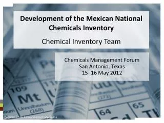 Chemicals Management Forum San Antonio, Texas 15–16 May 2012