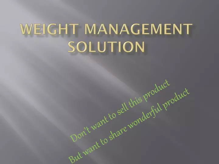 weight management solution