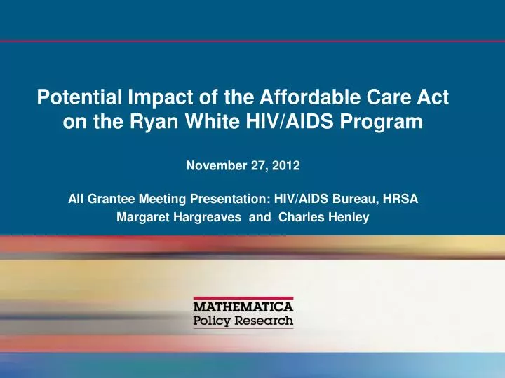 potential impact of the affordable care act on the ryan white hiv aids program