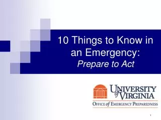 10 Things to Know in an Emergency: Prepare to Act