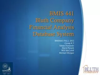 BMIS 441 Bluth Company Financial Analysis Database System