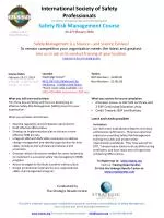What you will learn and achieve This three day workshop will focus on developing an effective Safety Risk Management (SR - slide 1
