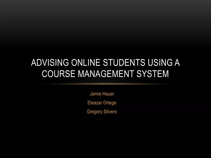 advising online students using a course management system