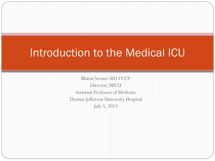 introduction to the medical icu