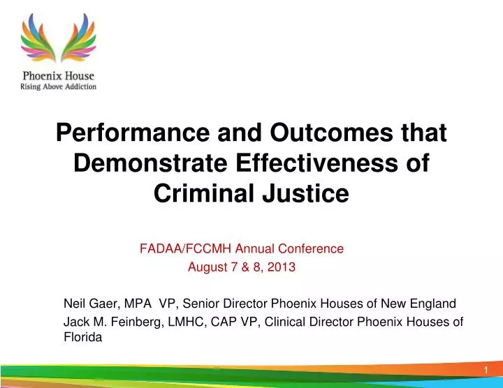 performance and outcomes that demonstrate effectiveness of criminal justice