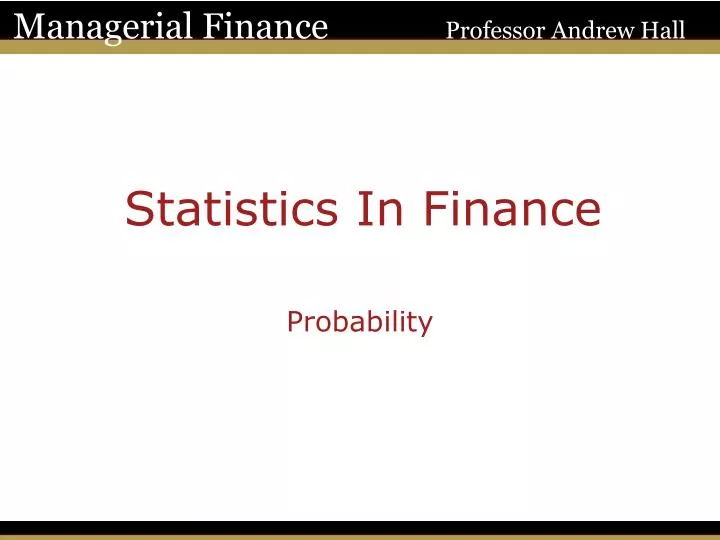statistics in finance