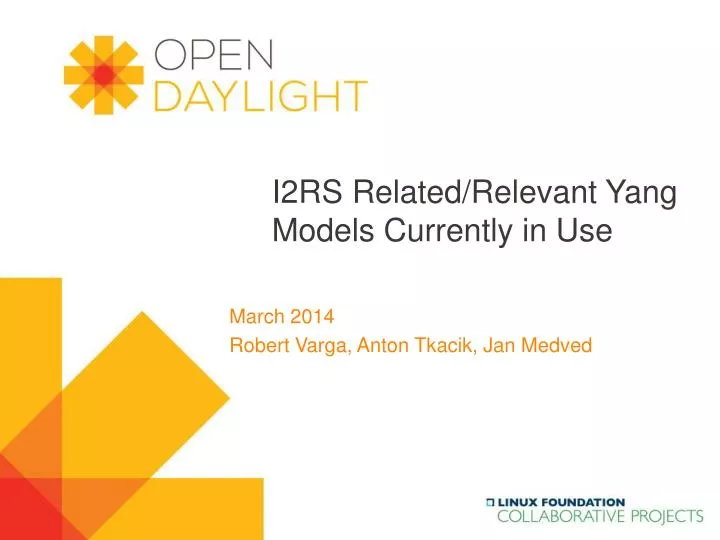 i2rs related relevant yang models currently in use