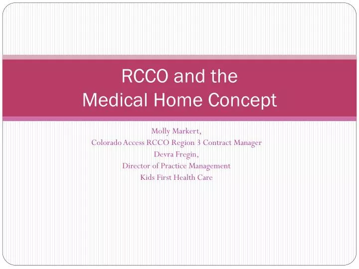 rcco and the medical home concept