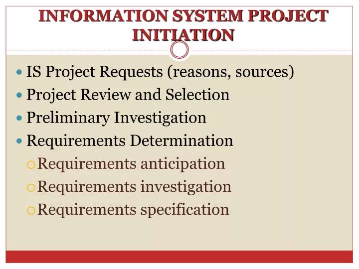 information system project initiation