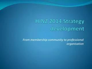 HINZ 2014 Strategy development