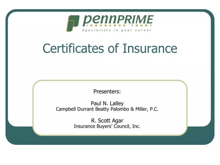 certificates of insurance
