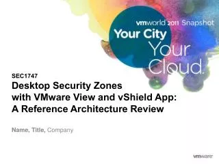 SEC1747 Desktop Security Zones with VMware View and vShield App: A Reference Architecture Review