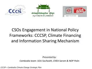 CSOs Engagement in National Policy Frameworks: CCCSP, Climate Financing and Information Sharing Mechanism