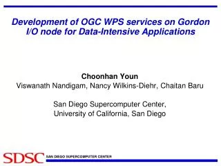 Development of OGC WPS services on Gordon I/O node for Data-Intensive Applications