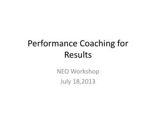 Performance Coaching for Results