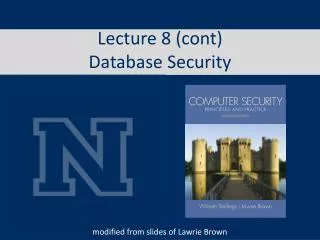 Lecture 8 ( cont ) Database Security