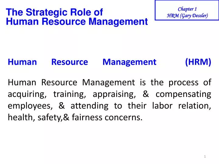 the strategic role of human resource management