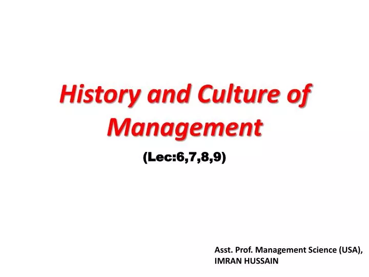 history and culture of management