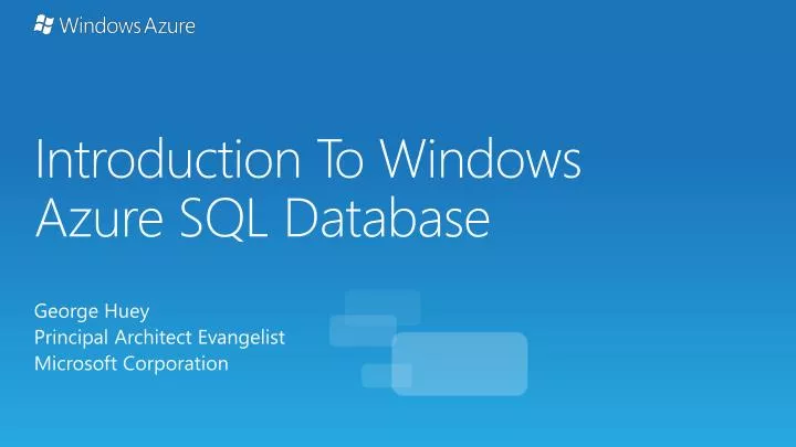 introduction t o windows azure sql database