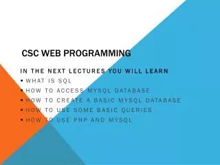 CSC Web Programming