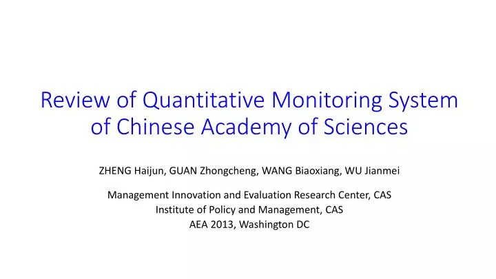 review of quantitative monitoring system of chinese academy of sciences