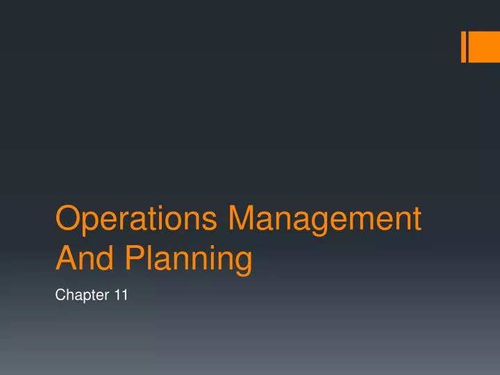 operations management and planning