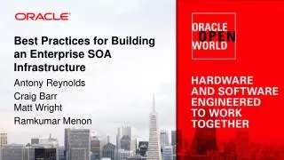 Best Practices for Building an Enterprise SOA Infrastructure