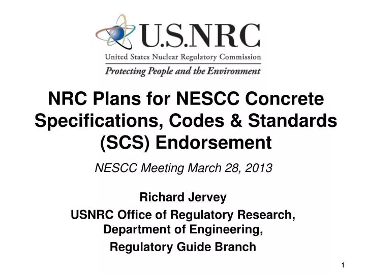 nrc plans for nescc concrete specifications codes standards scs endorsement