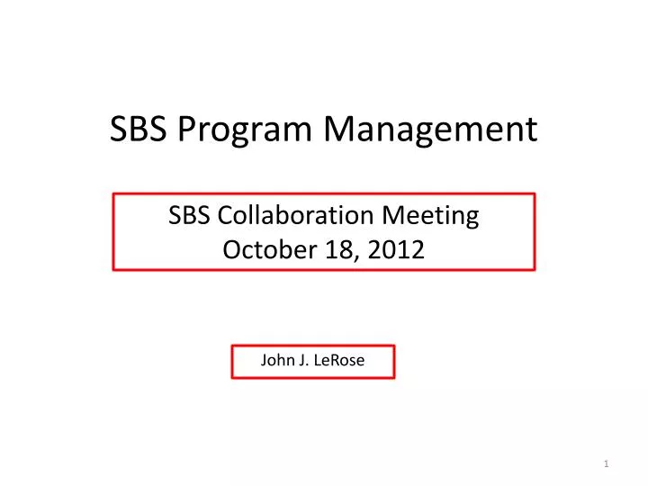 sbs program management