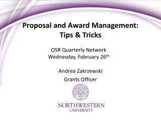 Proposal and Award Management: Tips &amp; Tricks