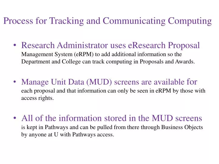 process for tracking and communicating computing