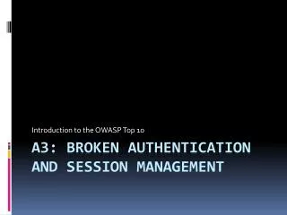 A3: Broken Authentication and Session Management