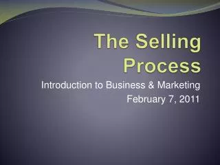 The Selling Process