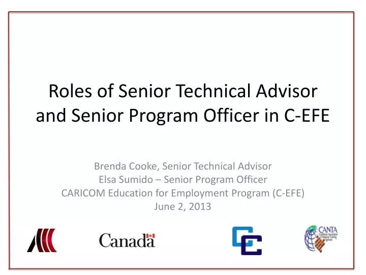 roles of senior technical advisor and senior program officer in c efe